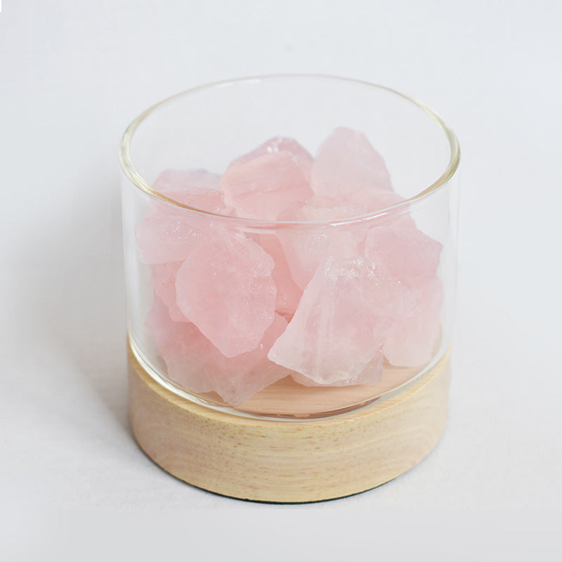 Raw rose quartz crystal aroma diffuser stone for wabi-sabi calm